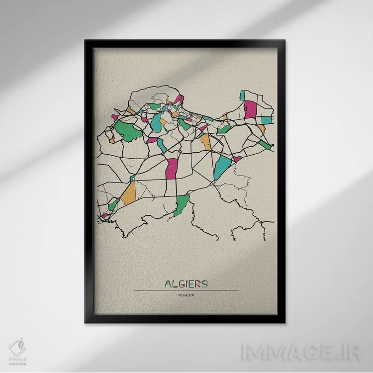 تابلو نقشهٔ الجزیره، الجزایر اثر آیشه دنیز آکِرمان - نمای قابدار مشکی