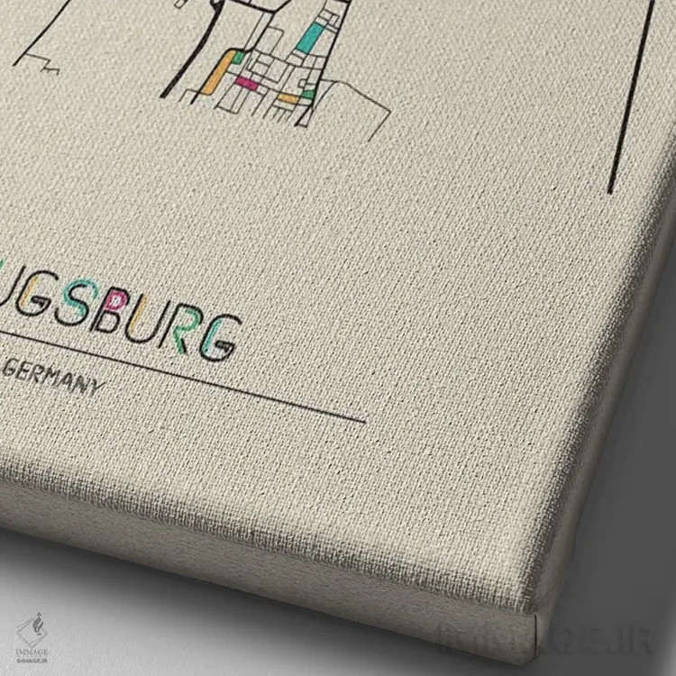 تابلو نقشهٔ آوگسبورگ، آلمان اثر آیشه دنیز آکِرمان - نمای نزدیک بافت بوم