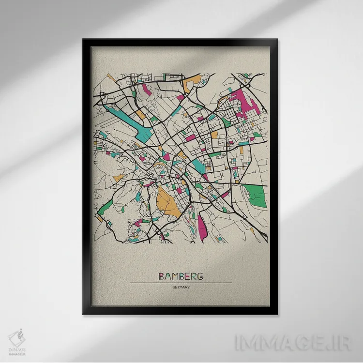 تابلو نقشهٔ بامبرگ، آلمان اثر آیشه دنیز آکِرمان - نمای قابدار مشکی