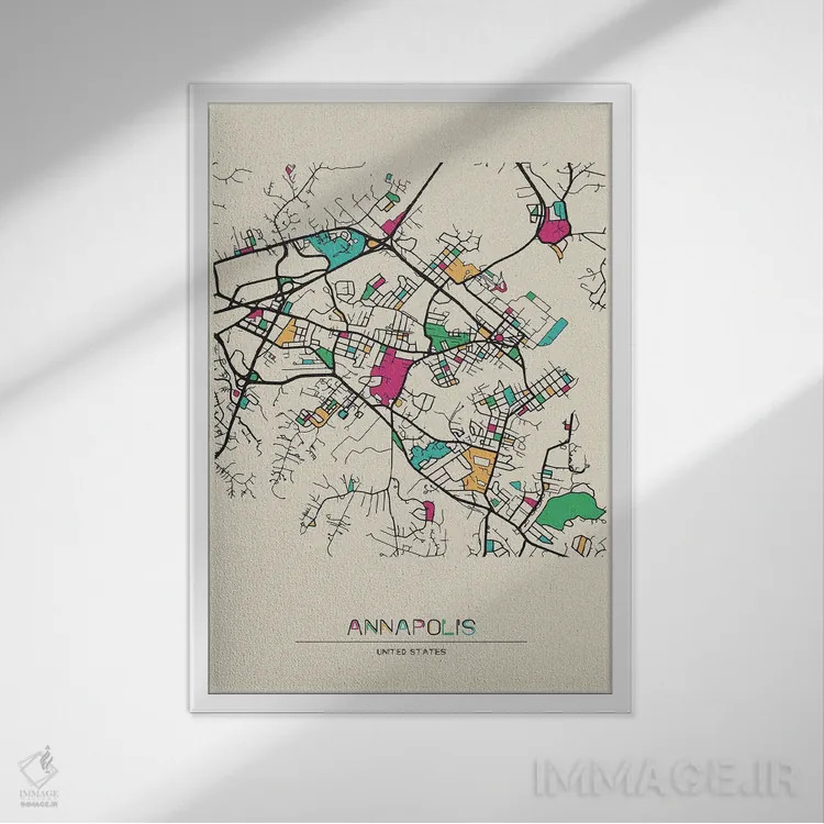 تابلو نقشهٔ آناپولیس، مریلند اثر آیشه دنیز آکِرمان - نمای قابدار سفید
