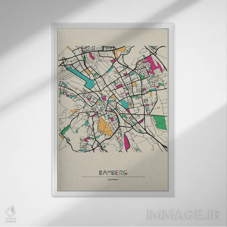 تابلو نقشهٔ بامبرگ، آلمان اثر آیشه دنیز آکِرمان - نمای قابدار سفید