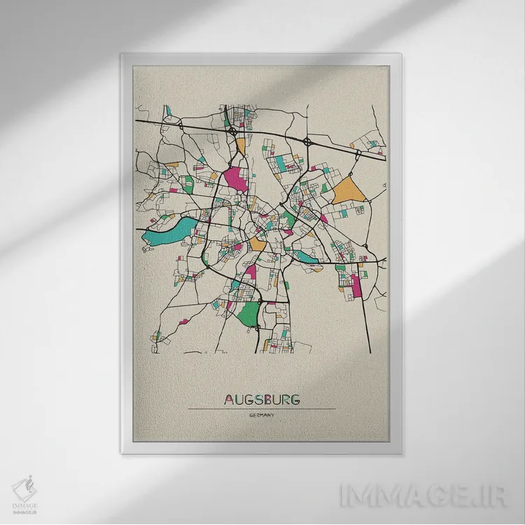 تابلو نقشهٔ آوگسبورگ، آلمان اثر آیشه دنیز آکِرمان - نمای قابدار سفید