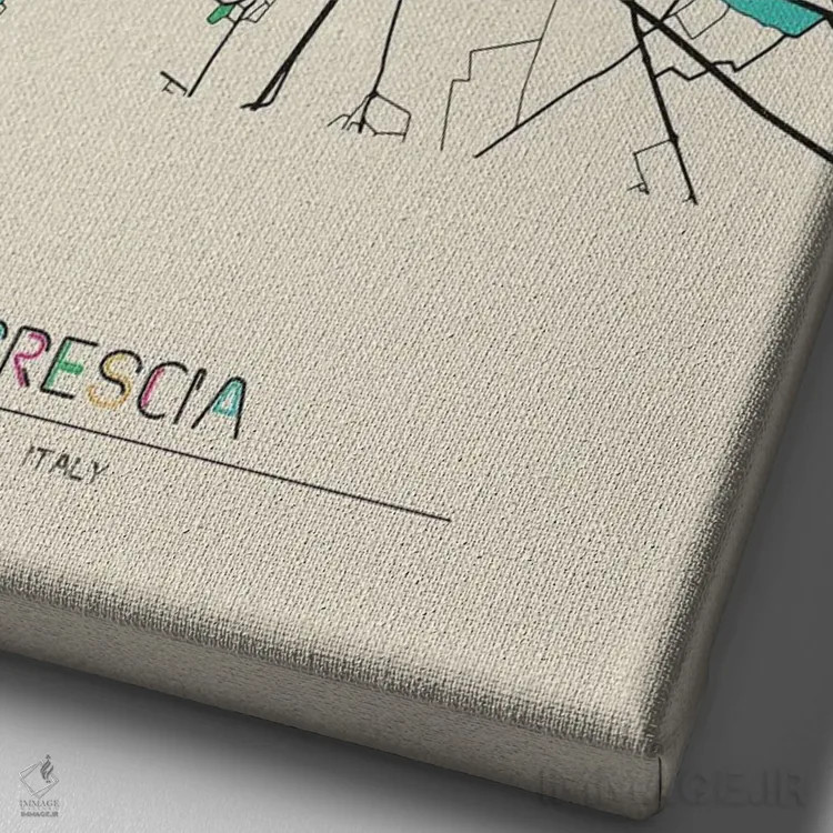 تابلو نقشهٔ برشا، ایتالیا اثر آیشه دنیز آکِرمان - نمای نزدیک بافت بوم