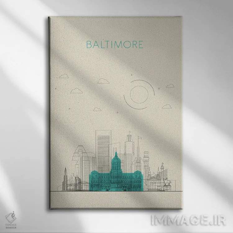 تابلو نمای شهری بالتیمور، مریلند اثر آیشه دنیز آکِرمان - نمای روبهرو روی دیوار