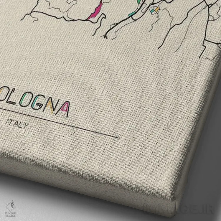 تابلو نقشهٔ بولونیا، ایتالیا اثر آیشه دنیز آکِرمان - نمای نزدیک بافت بوم