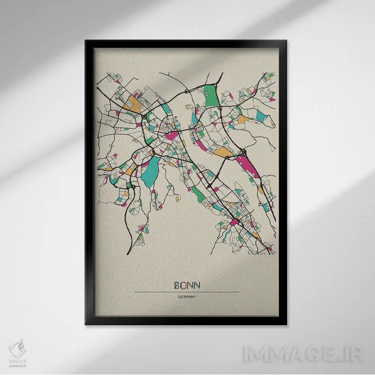 تابلو نقشهٔ بن، آلمان اثر آیشه دنیز آکِرمان - نمای قابدار مشکی