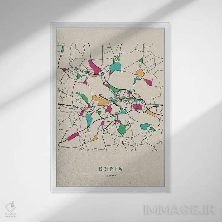 تابلو نقشهٔ برمن، آلمان اثر آیشه دنیز آکِرمان - نمای قابدار سفید