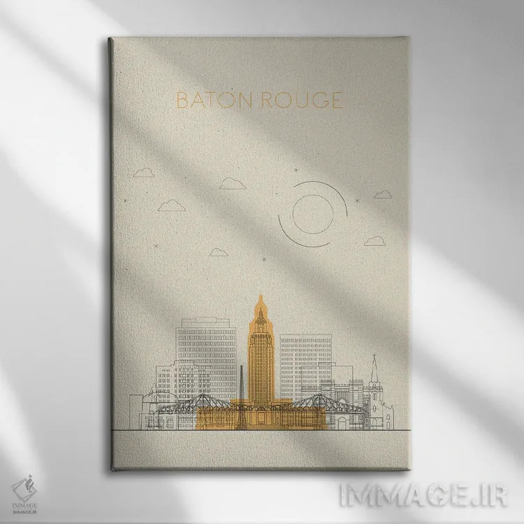 تابلو نمای شهری باتون روژ، لوئیزیانا اثر آیشه دنیز آکِرمان - نمای روبهرو روی دیوار