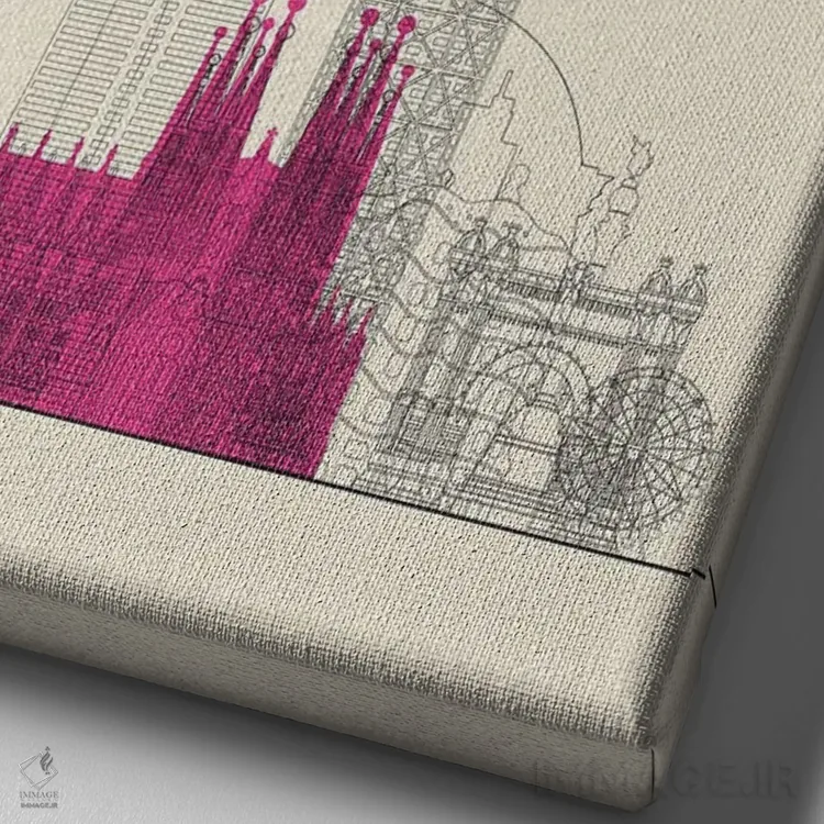 تابلو نمای شهری بارسلون، اسپانیا اثر آیشه دنیز آکِرمان - نمای نزدیک بافت بوم