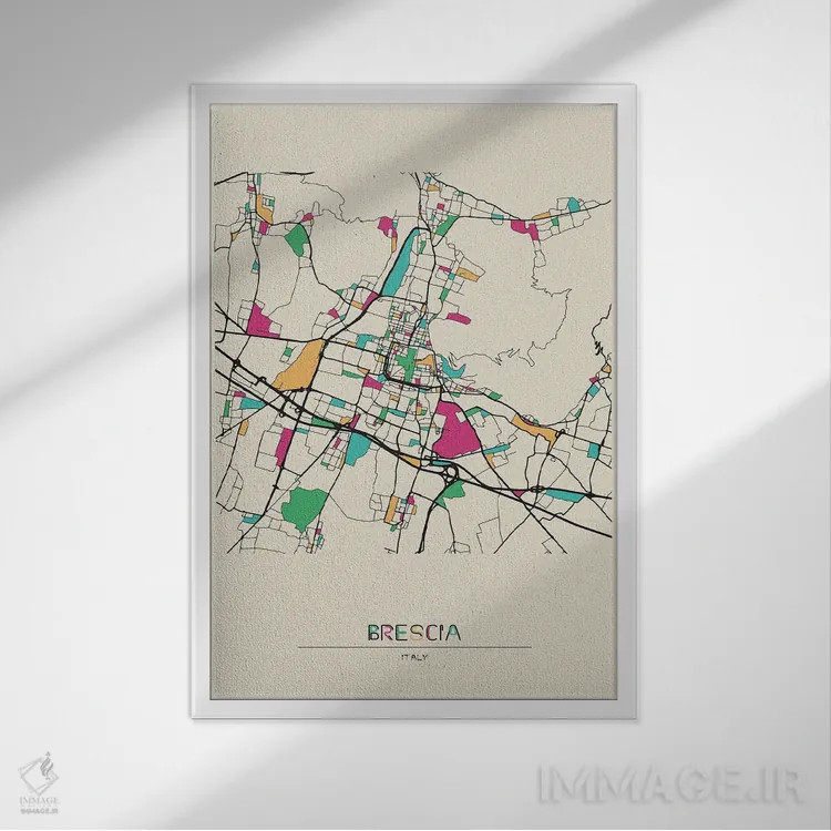 تابلو نقشهٔ برشا، ایتالیا اثر آیشه دنیز آکِرمان - نمای قابدار سفید