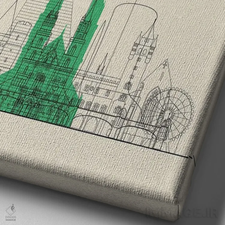 تابلو نمای شهری بازل، سوئیس اثر آیشه دنیز آکِرمان - نمای نزدیک بافت بوم