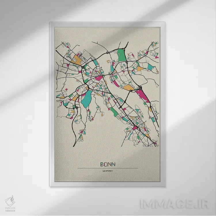 تابلو نقشهٔ بن، آلمان اثر آیشه دنیز آکِرمان - نمای قابدار سفید