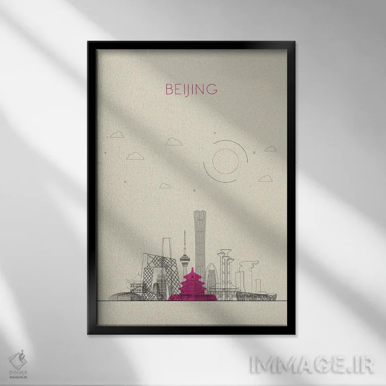 تابلو نمای شهری پکن، چین اثر آیشه دنیز آکِرمان - نمای قابدار مشکی