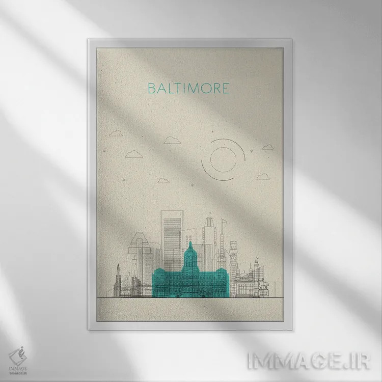 تابلو نمای شهری بالتیمور، مریلند اثر آیشه دنیز آکِرمان - نمای قابدار سفید