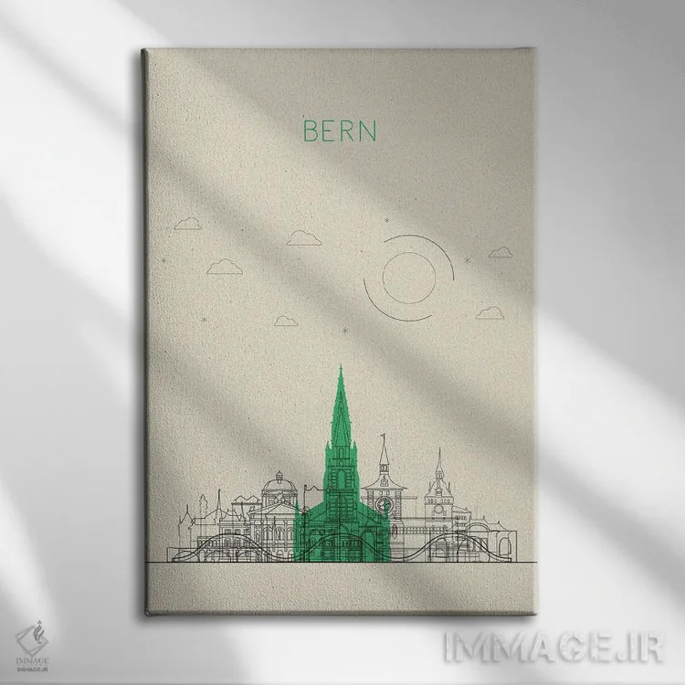 تابلو نمای شهری برن، سوئیس اثر آیشه دنیز آکِرمان - نمای روبهرو روی دیوار