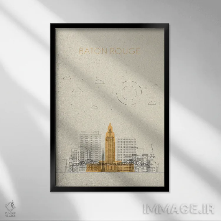 تابلو نمای شهری باتون روژ، لوئیزیانا اثر آیشه دنیز آکِرمان - نمای قابدار مشکی