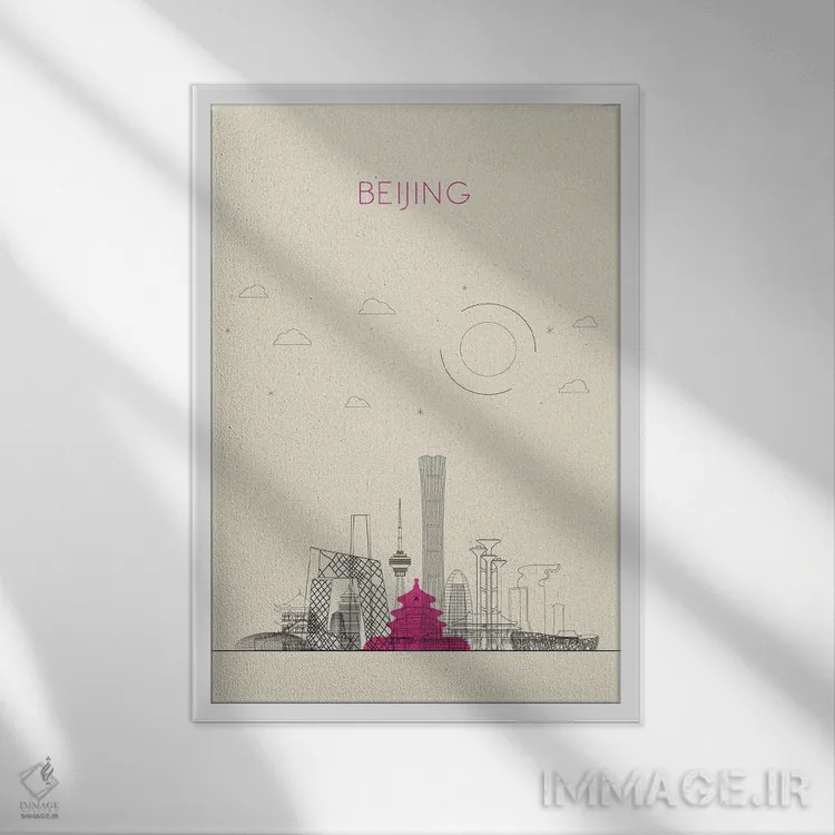 تابلو نمای شهری پکن، چین اثر آیشه دنیز آکِرمان - نمای قابدار سفید