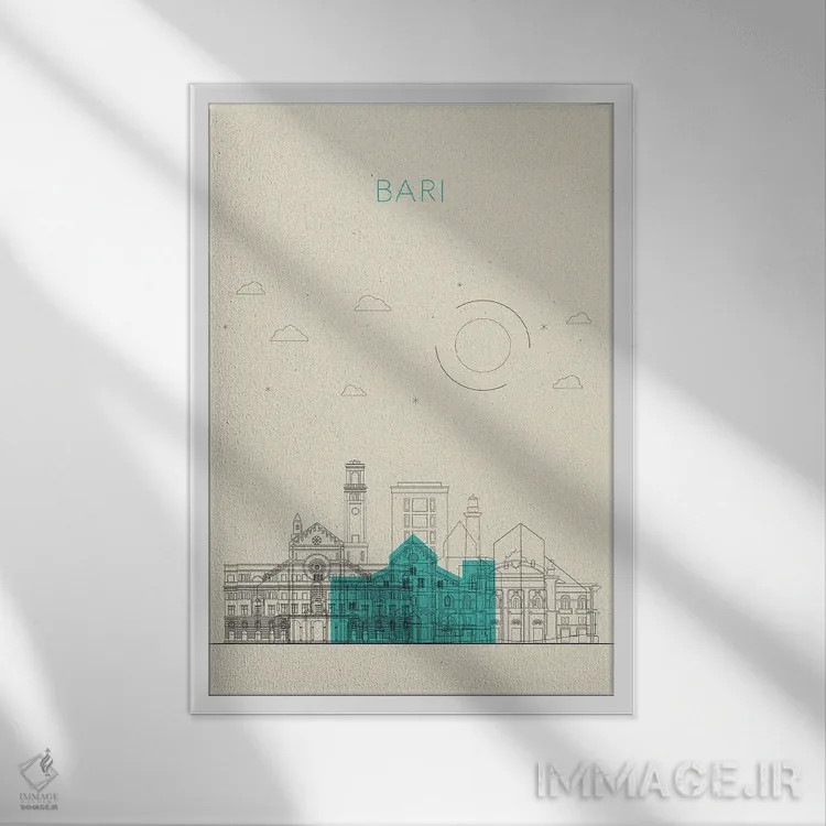 تابلو نمای شهری باری، ایتالیا اثر آیشه دنیز آکِرمان - نمای قابدار سفید