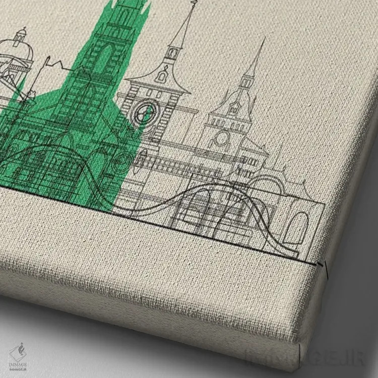 تابلو نمای شهری برن، سوئیس اثر آیشه دنیز آکِرمان - نمای نزدیک بافت بوم