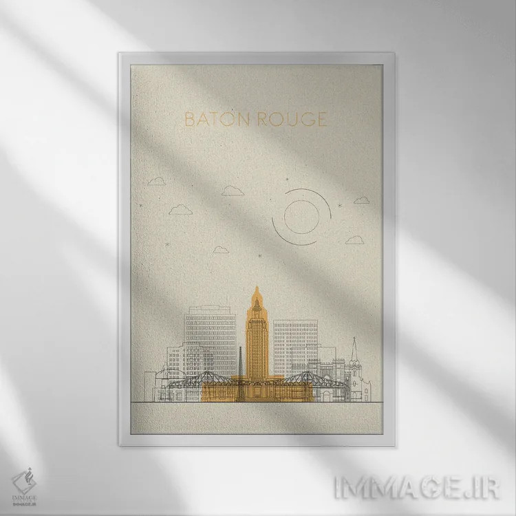 تابلو نمای شهری باتون روژ، لوئیزیانا اثر آیشه دنیز آکِرمان - نمای قابدار سفید