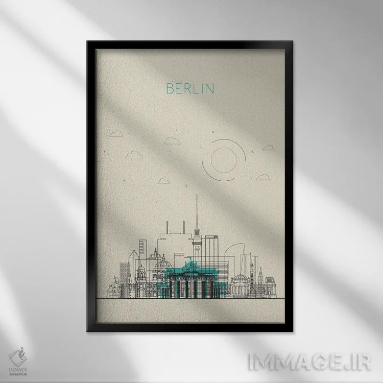 تابلو نمای شهری برلین، آلمان اثر آیشه دنیز آکِرمان - نمای قابدار مشکی