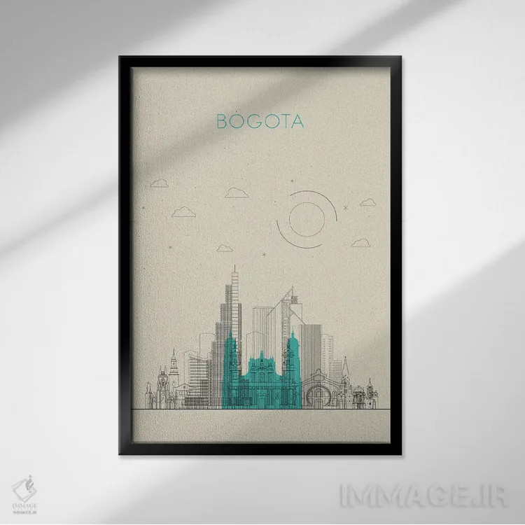 تابلو نمای شهری بوگوتا، کلمبیا اثر آیشه دنیز آکِرمان - نمای قابدار مشکی
