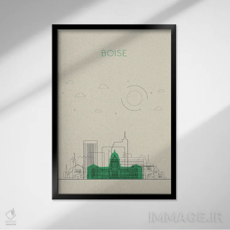 تابلو نمای شهری بویسی، آیداهو اثر آیشه دنیز آکِرمان - نمای قابدار مشکی