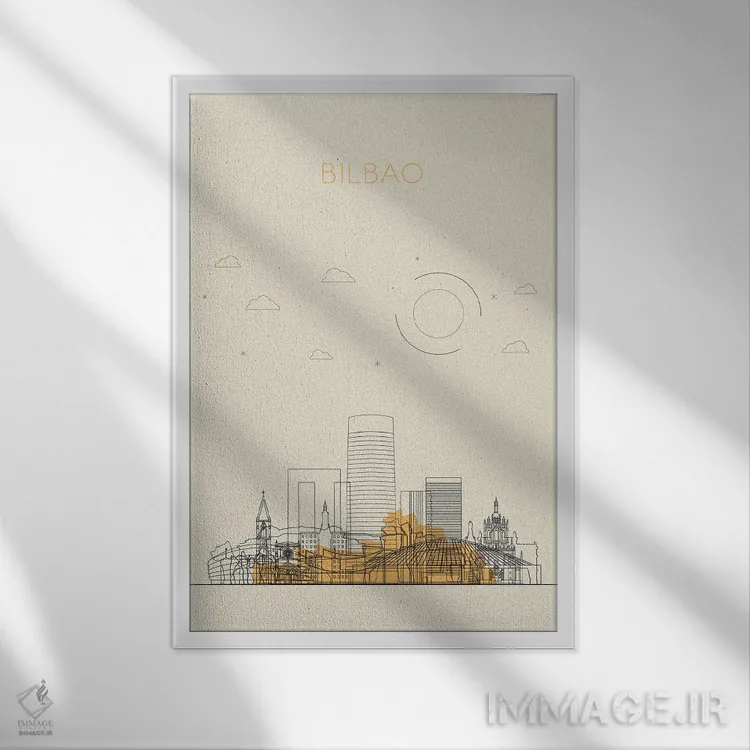 تابلو نمای شهری بیلبائو، اسپانیا اثر آیشه دنیز آکِرمان - نمای قابدار سفید