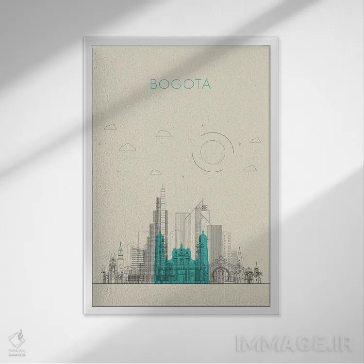 تابلو نمای شهری بوگوتا، کلمبیا اثر آیشه دنیز آکِرمان - نمای قابدار سفید