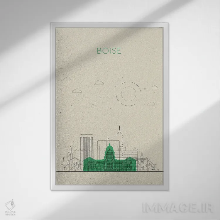 تابلو نمای شهری بویسی، آیداهو اثر آیشه دنیز آکِرمان - نمای قابدار سفید