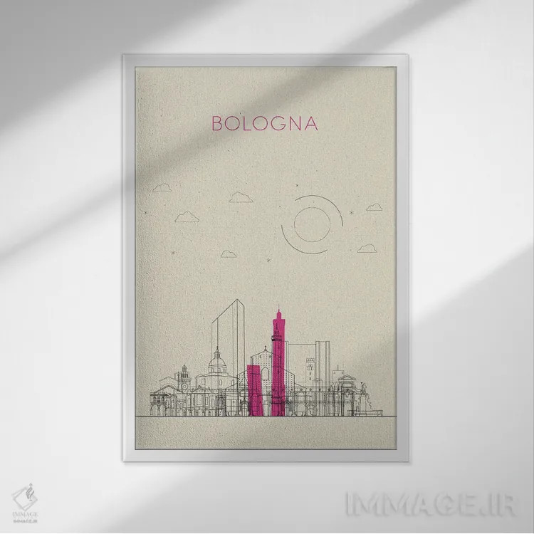 تابلو نمای شهری بولونیا، ایتالیا اثر آیشه دنیز آکِرمان - نمای قابدار سفید