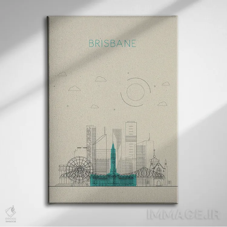 تابلو نمای شهری بریزبن، استرالیا اثر آیشه دنیز آکِرمان - نمای روبهرو روی دیوار