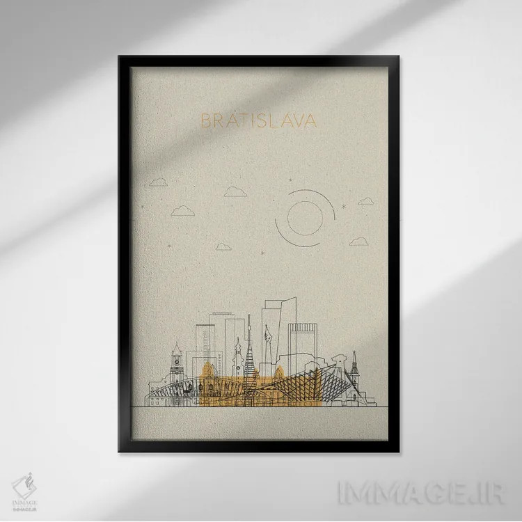تابلو نمای شهری براتیسلاوا، اسلواکی اثر آیشه دنیز آکِرمان - نمای قابدار مشکی