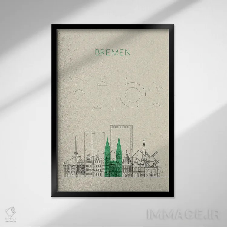 تابلو نمای شهری برمن، آلمان اثر آیشه دنیز آکِرمان - نمای قابدار مشکی