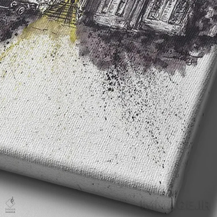 تابلو خانه خانواده آدامز اثر آدام مایکلز - نمای نزدیک بافت بوم