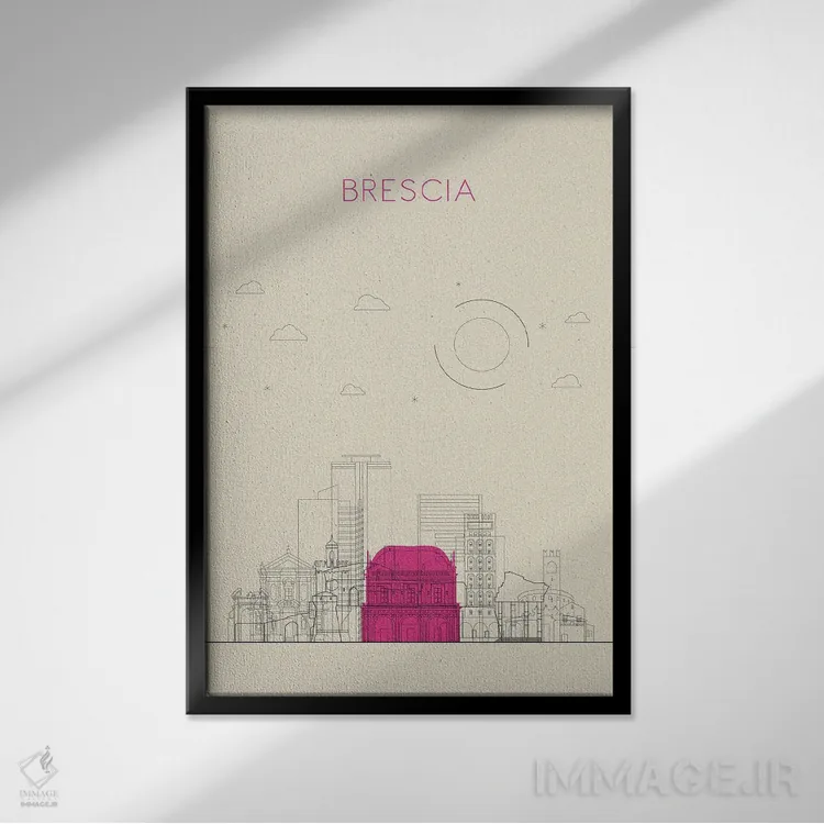 تابلو نمای شهری برشا، ایتالیا اثر آیشه دنیز آکِرمان - نمای قابدار مشکی