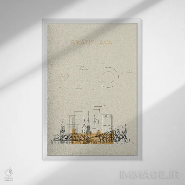 تابلو نمای شهری براتیسلاوا، اسلواکی اثر آیشه دنیز آکِرمان - نمای قابدار سفید