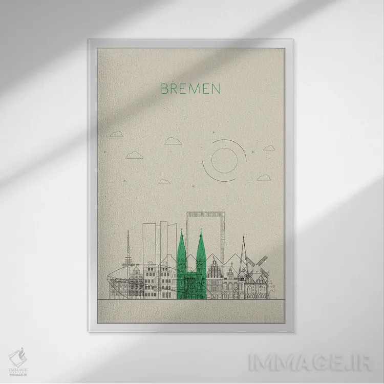 تابلو نمای شهری برمن، آلمان اثر آیشه دنیز آکِرمان - نمای قابدار سفید