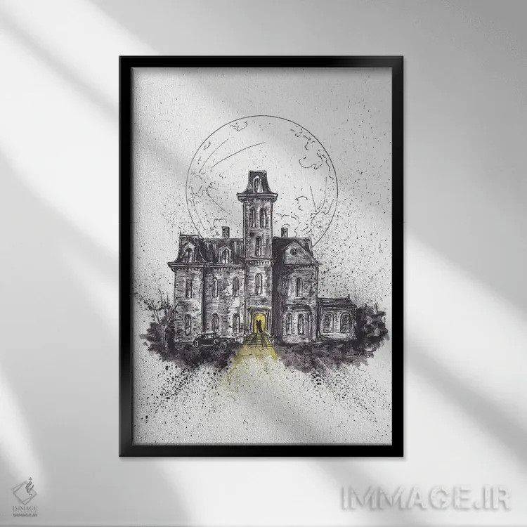 تابلو خانه خانواده آدامز اثر آدام مایکلز - نمای قابدار مشکی