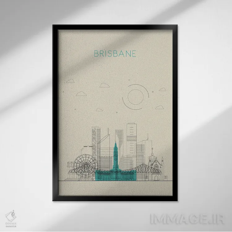 تابلو نمای شهری بریزبن، استرالیا اثر آیشه دنیز آکِرمان - نمای قابدار مشکی