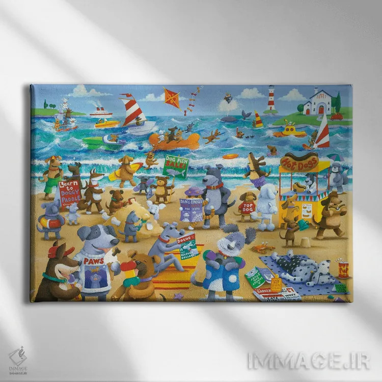 تابلو ساحل سگها اثر پیتر آدرلی - نمای روبهرو روی دیوار