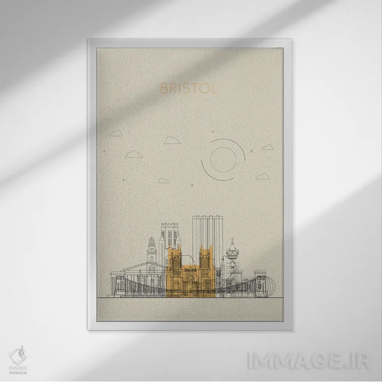 تابلو نمای شهری بریستول، بریتانیا اثر آیشه دنیز آکِرمان - نمای قابدار سفید