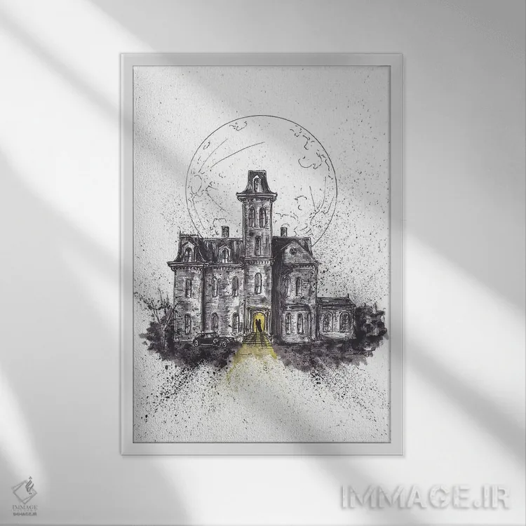 تابلو خانه خانواده آدامز اثر آدام مایکلز - نمای قابدار سفید