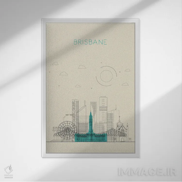 تابلو نمای شهری بریزبن، استرالیا اثر آیشه دنیز آکِرمان - نمای قابدار سفید