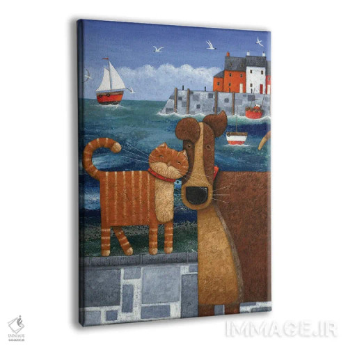 تابلو حیوانات خانگی کنار دریا اثر پیتر آدرلی - نمای پرسپکتیو محصول