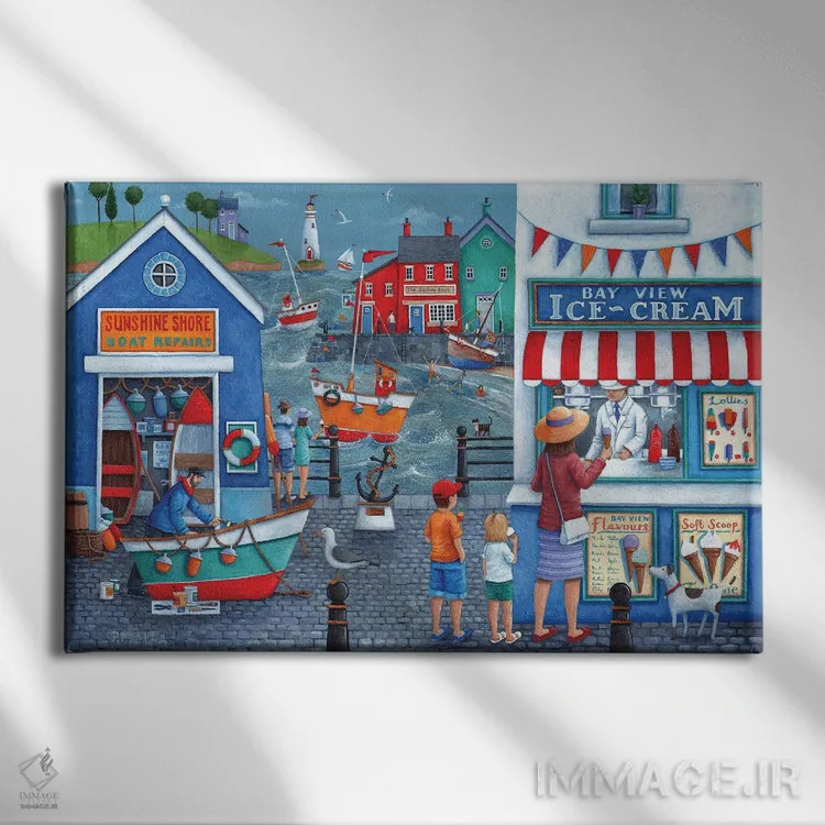 تابلو بستنیهای کنار ساحل اثر پیتر آدرلی - نمای روبهرو روی دیوار