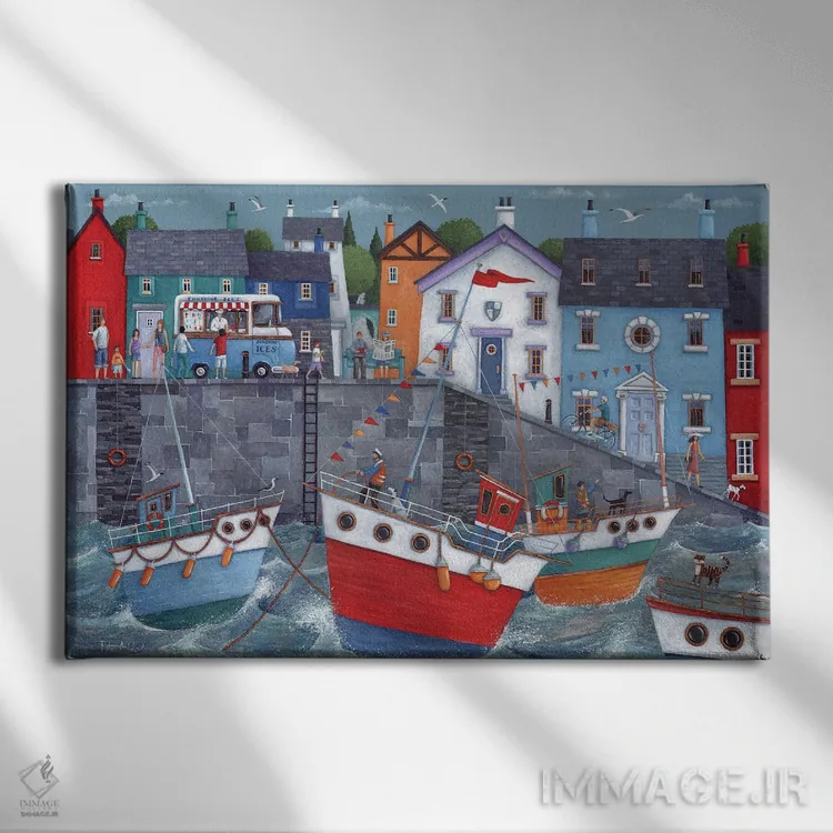 تابلو پیادهروی ساحلی اثر پیتر آدرلی - نمای روبهرو روی دیوار