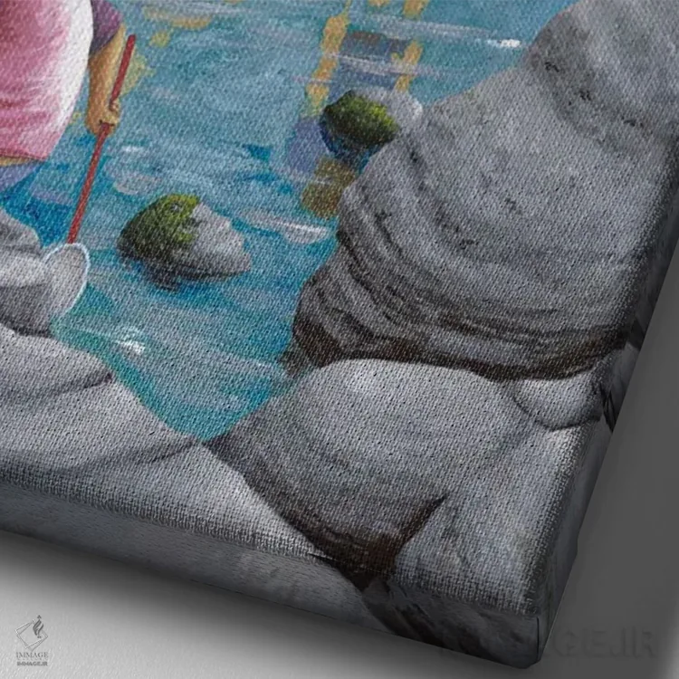 تابلو کشف حیات در حوضچههای ساحلی اثر پیتر آدرلی - نمای نزدیک بافت بوم