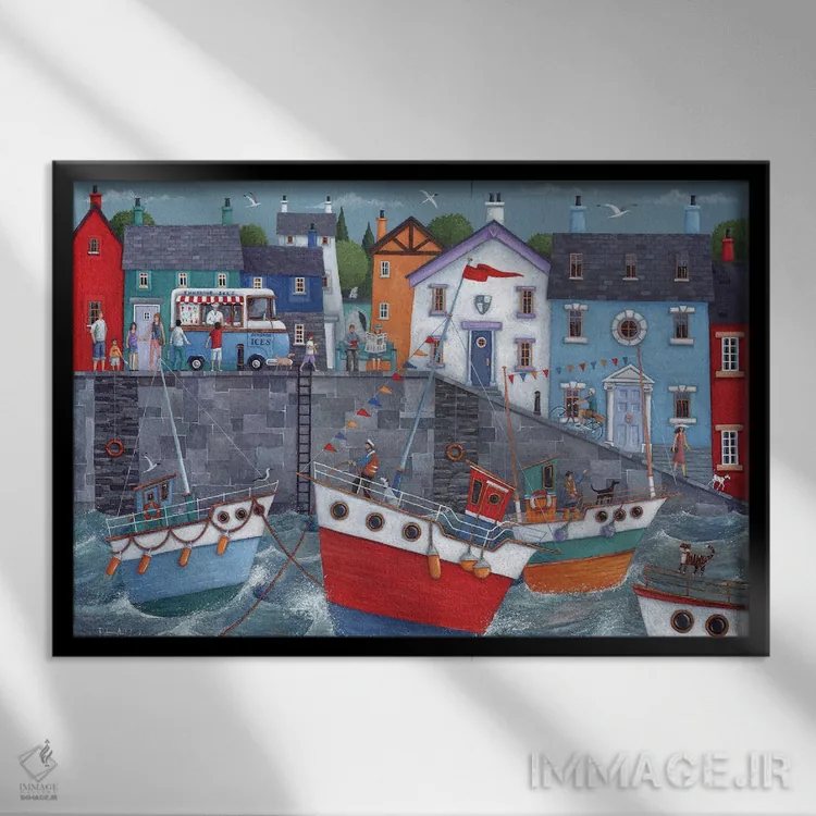 تابلو پیادهروی ساحلی اثر پیتر آدرلی - نمای قابدار مشکی