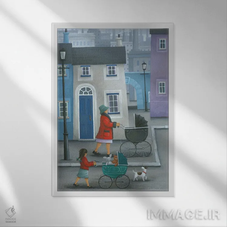 تابلو دختر همانند مادر اثر پیتر آدرلی - نمای قابدار سفید